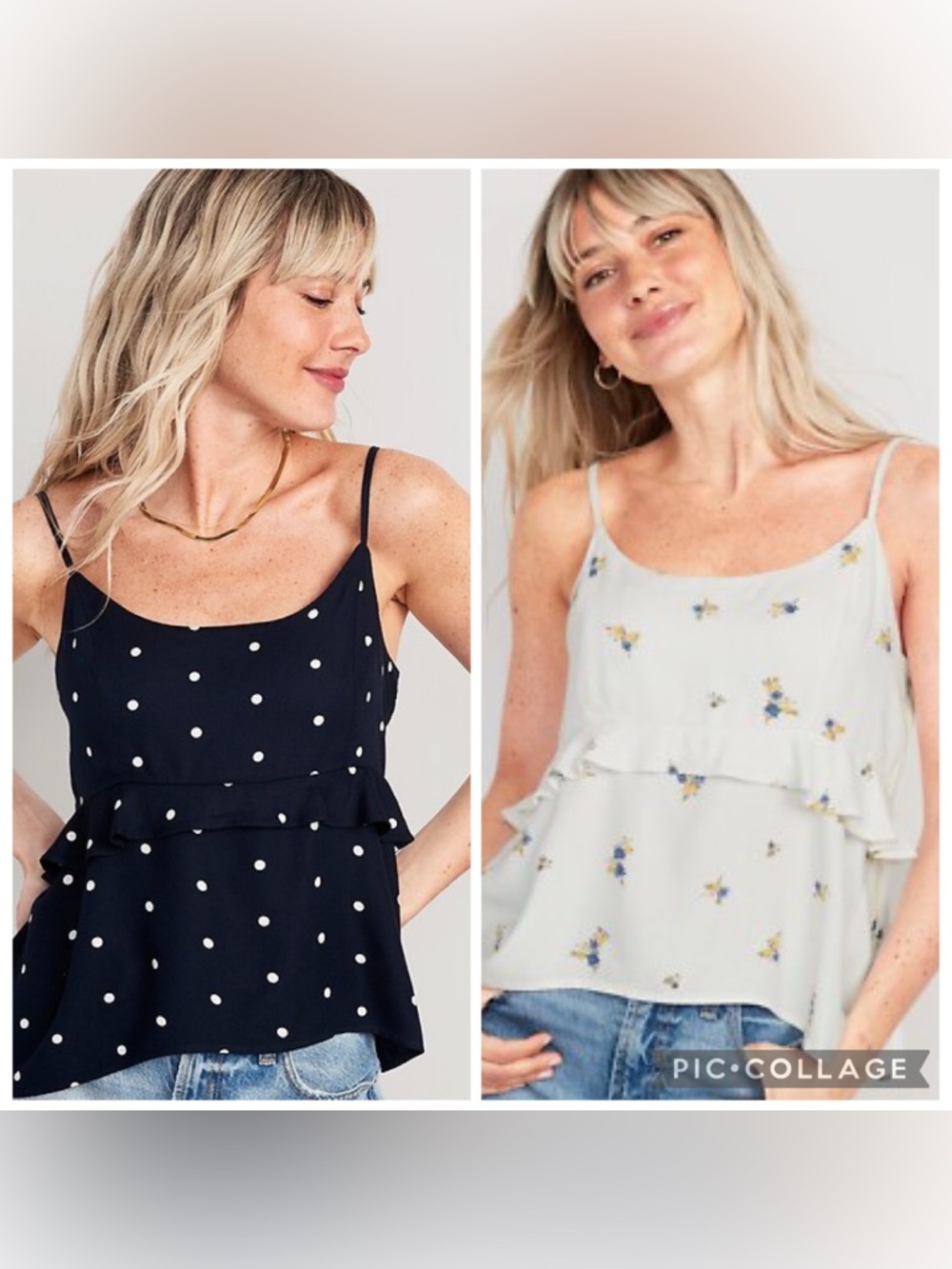 2 Old Navy NWOT Floral & Polka Dot Spaghetti Strap Tank Tops Medium